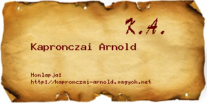 Kapronczai Arnold névjegykártya